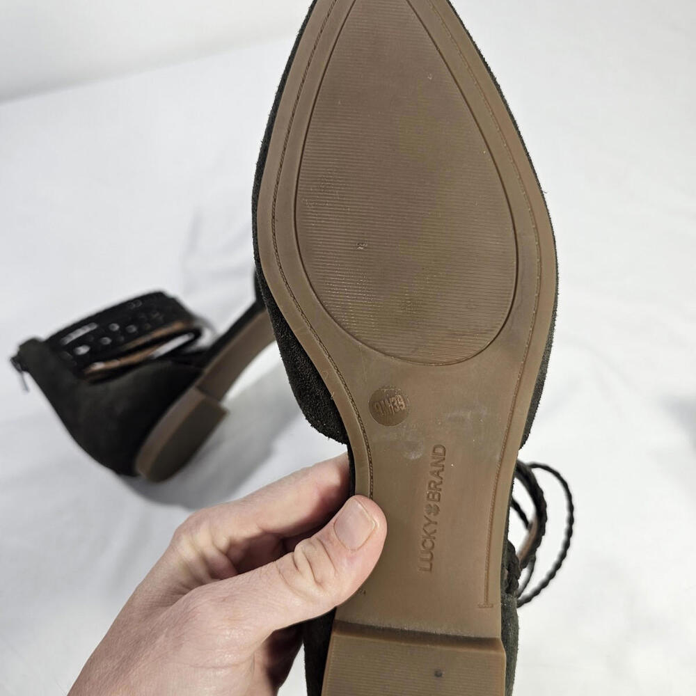 Lucky Brand Madoz Mary Jane Shoes Womens 9M Green Flat Nubuck Leather - Picture 8 of 8